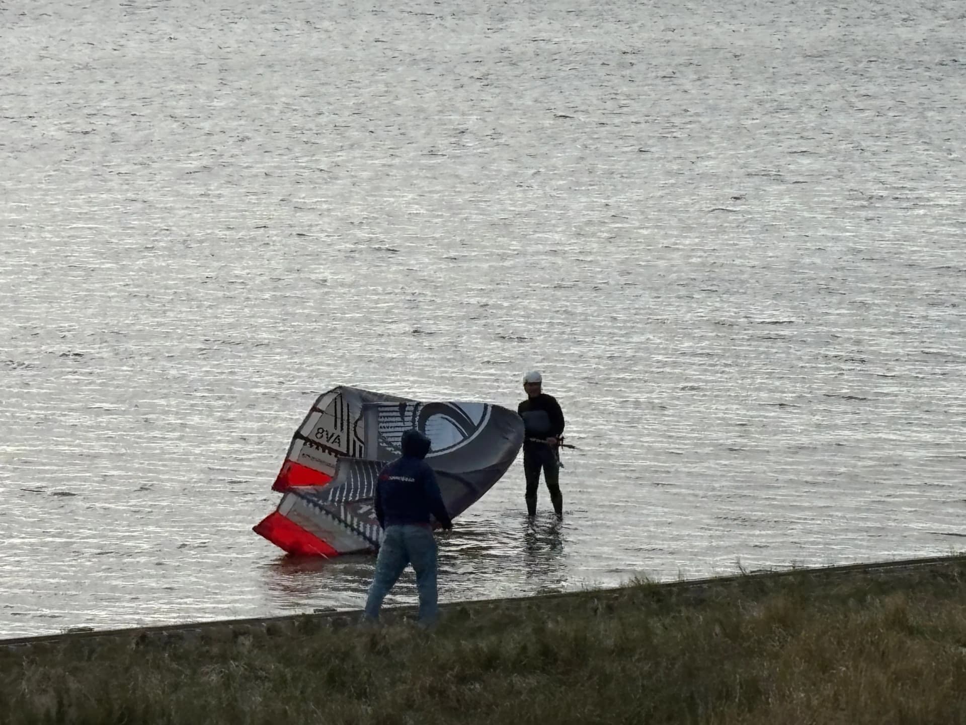 Baskin getting ready to drift launch - wind shadow made it hard