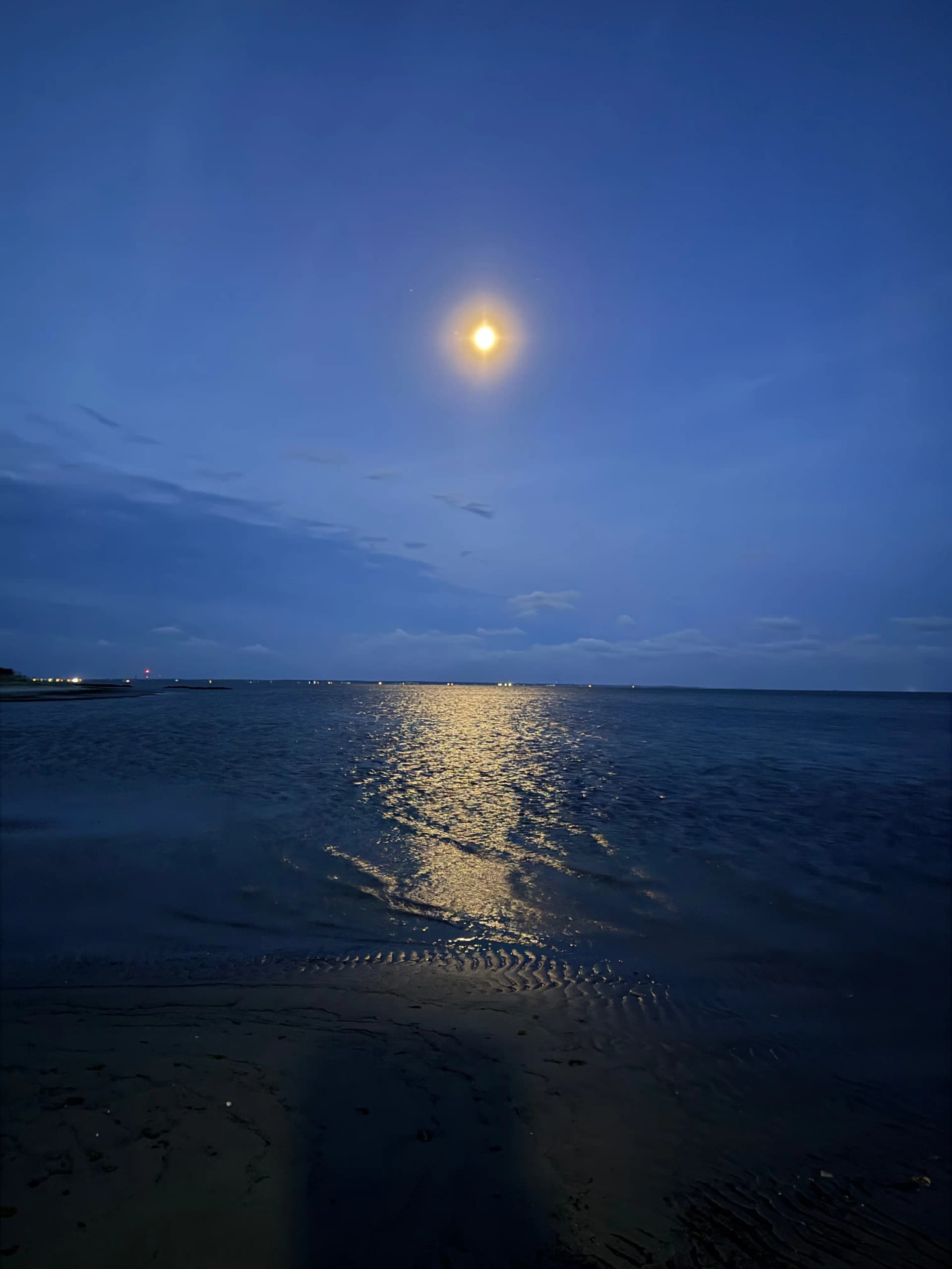 Early morning walk has its rewards with the moonshine reflecting over the water