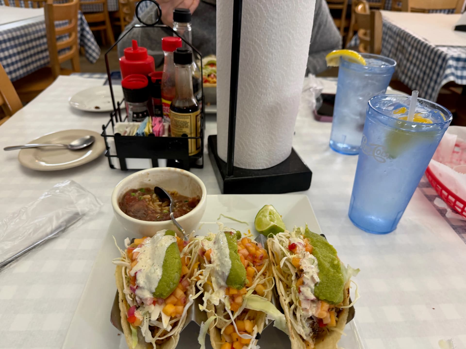 Dirty Dicks Crab House Blackened shrimp tacos didn't disappoint