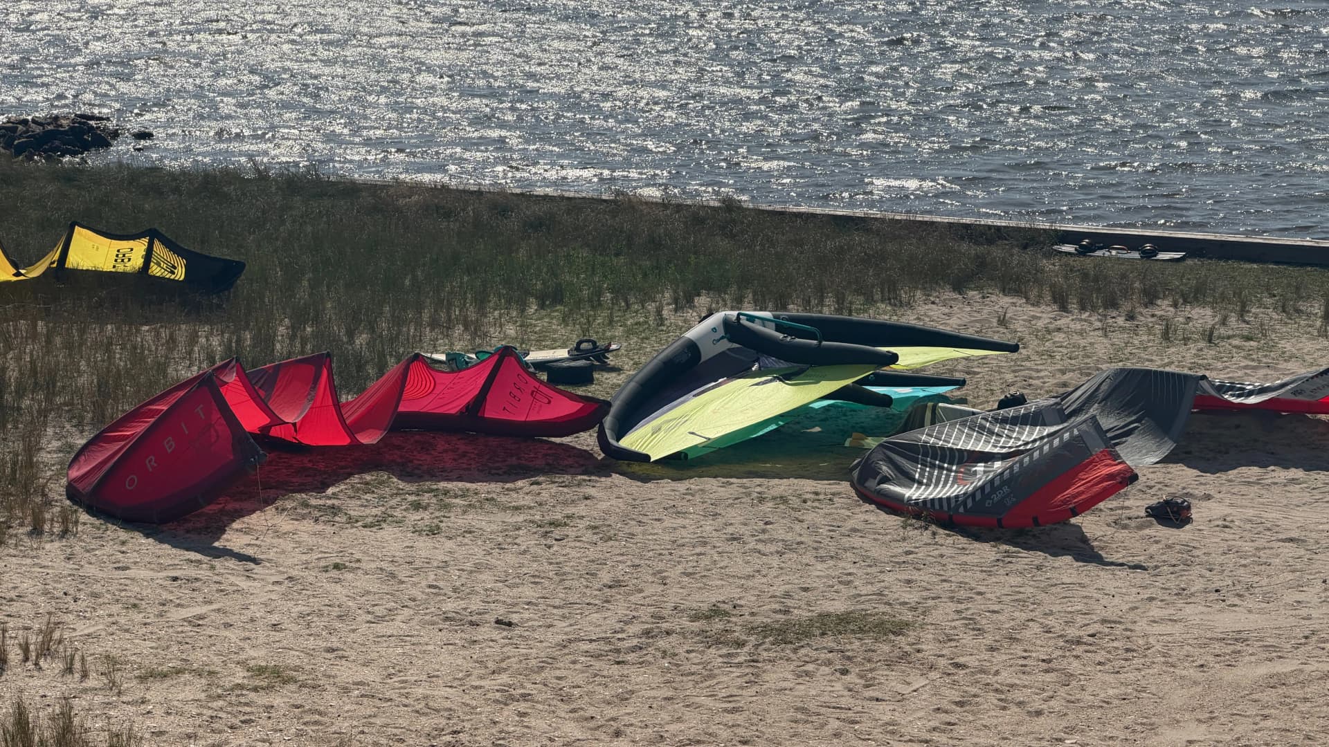 Kite and Foil gears on display on Kinnakeet Shores