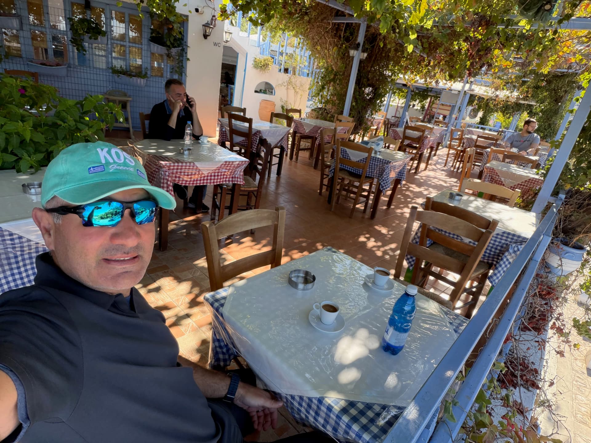 Sipping Greek coffee