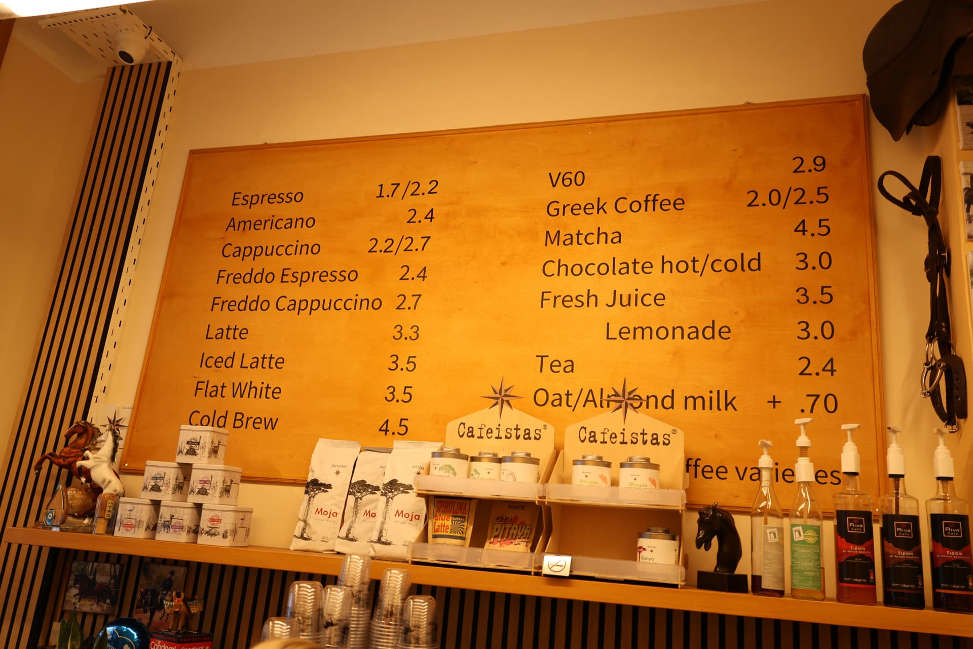 Reasonable drink prices at Daku - our second choice of drinks in the AM